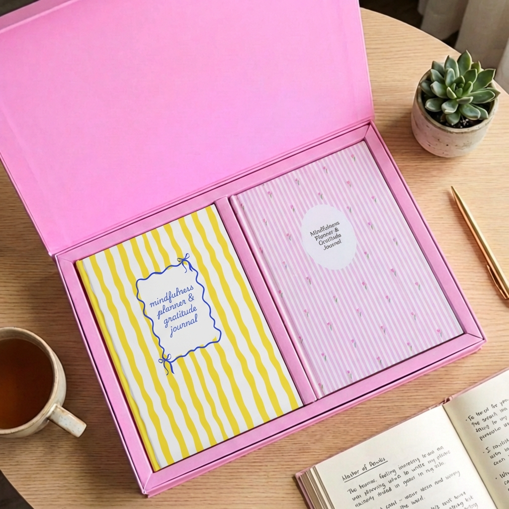 Feel Good Gift Box | Mindfulness Planners Duo | Joyful Pink