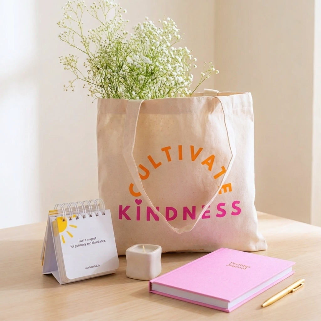 Happiness Starter Kit | Feelings Journal, Affirmation Cards & Tote Bag