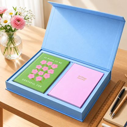 Feel Good Gift Box | Gratitude & Feelings Journal Duo | Calming Blue