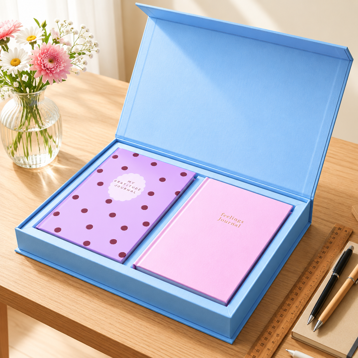 Feel Good Gift Box | Gratitude & Feelings Journal Duo | Calming Blue