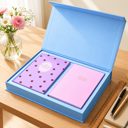 Feel Good Gift Box | Gratitude & Feelings Journal Duo | Calming Blue