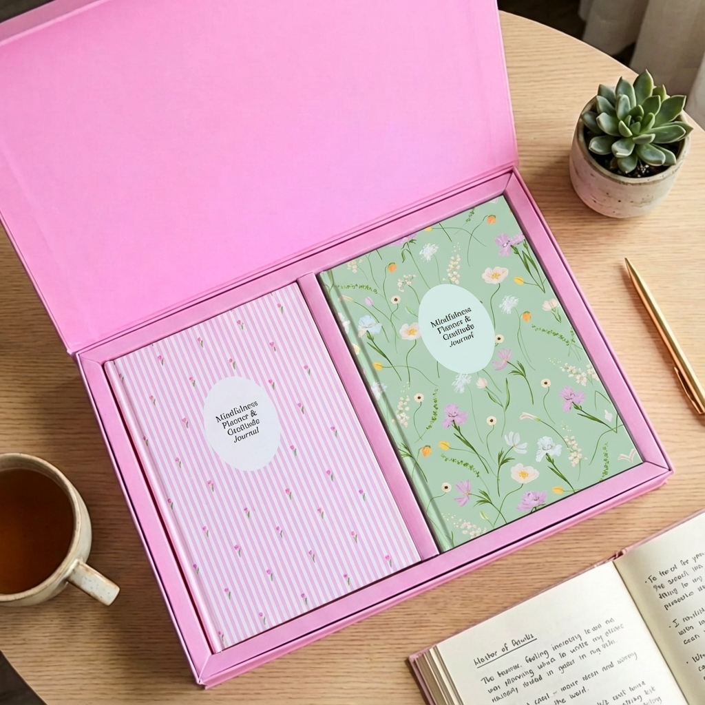 Feel Good Gift Box | Mindfulness Planners Duo | Joyful Pink